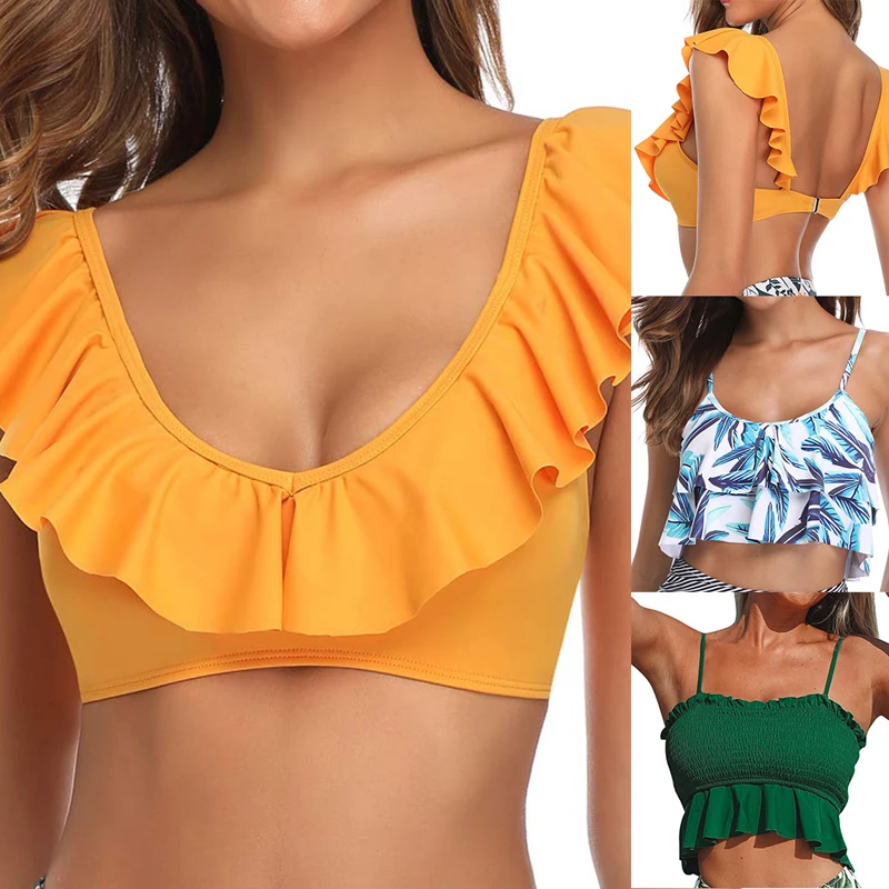 women's ruffle top bathing suit
