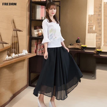 

FREDRM Ladies Skirts Women 2020 New Summer Spring Big Size A-line Female Midiskirt with Lining Plus Over size 5XL Female Skirt