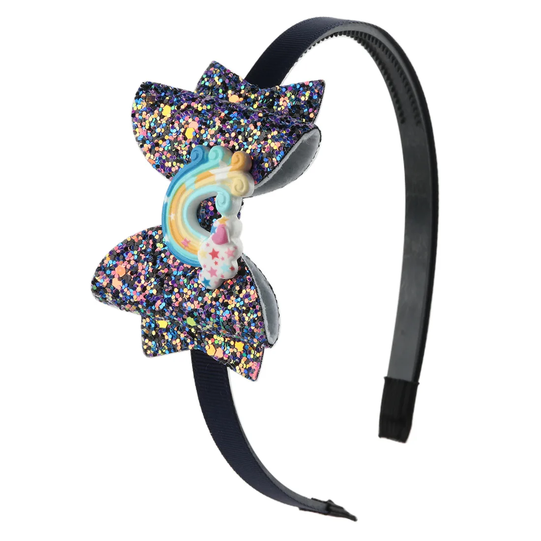 Amazon speed sell tong gradient sequins bowknot party band rainbow bow hair hoop hair accessories