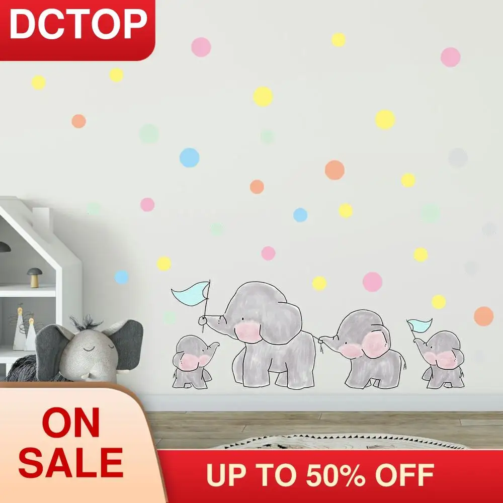 Cartoon Sticker for Nursery Bedroom Animals Elephants Decals Balloon
