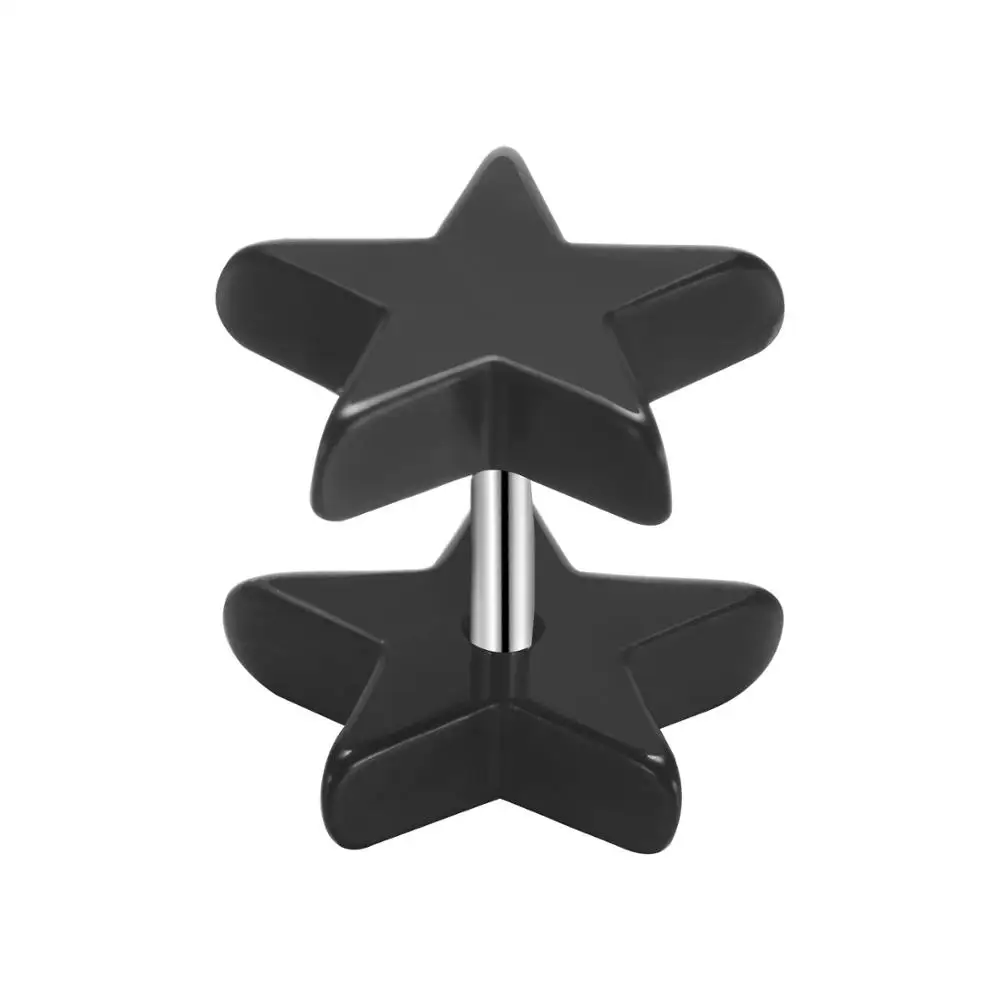 Wholesale women accessories Fake Piercing Pair Star Black Transparent Jewelry Earrring body helix sexy labret oreille earrings