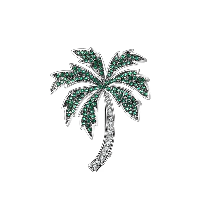 Модная Высококачественная пляжная брошь в виде зеленых листьев кокоса заколка