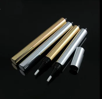 

3ML Empty Cosmetic Gold/Silver Aluminum Nail Nutrition Oil Pressed Refillable Pen, Portable Foundation/Lip Gloss/Concealer Tube