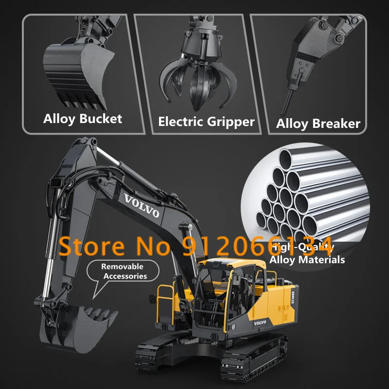 1:16Alloy Material RC Excavator 17CH 3 In 1 Replacement  360 Degree Rotation Screw Power 70CM Dual Remote Control TruckToys Gift 2