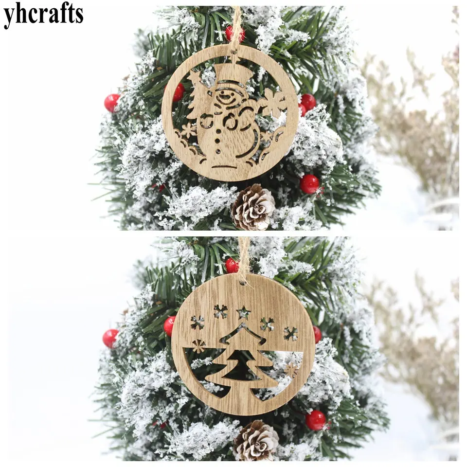 4-6 шт./лот белая Снежинка деревянная вешалка Xmas tag креативный кулон детский сад украшение дома украшения игрушка ручной работы сад - Цвет: 6PCS round
