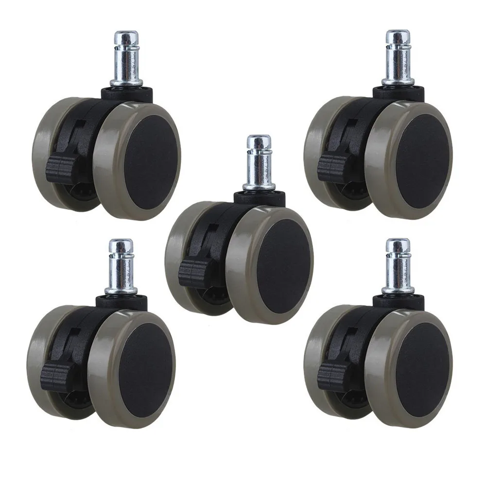 

2 Inch Office Chair Swivel Casters Furniture Wheels Grip Ring Stem with Brake for Sofa Bed Goods Shelf Storage Rack Pack of 5