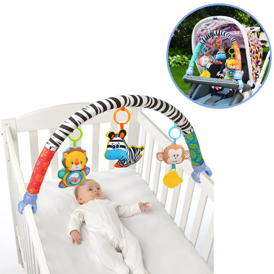 Спиральные детские игрушки плюшевое животное для коляски кровать автомобильное кресло Обучающие подвесные детские игрушки 0-12 месяцев погремушки Мобильная дуга на кровать