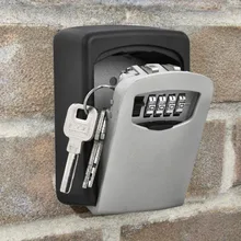 Wall Mount Key Storage Box 4 Digit Combination Password Security Code Secret Lock Organizer Home Key Safe Box Accessories
