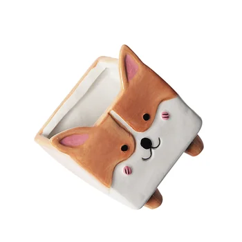 

1pc Flower Pot Practical Lightweight Reusable Ceramic Durable Corgi Shape Succulent Basin for Co-worker Friends