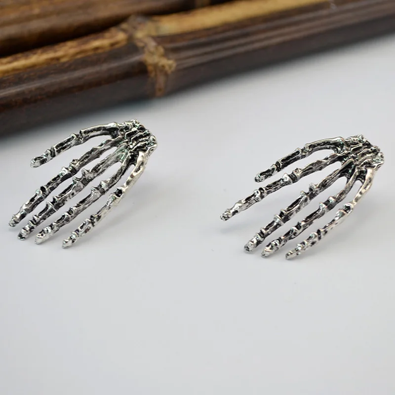 2019 классные серьги-гвоздики из сплава серьги в виде черепа скелета для рук