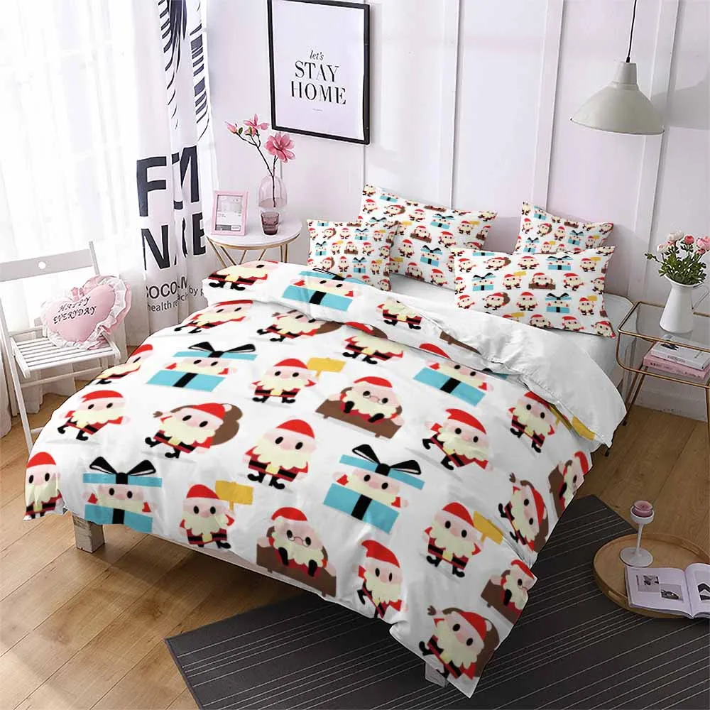 

Home Textile Quilt Bedding Set Christmas Cute Santa Claus Duvet Cover Queen King Comforter Shell Kids Cartoon Bedspread Bed Sets