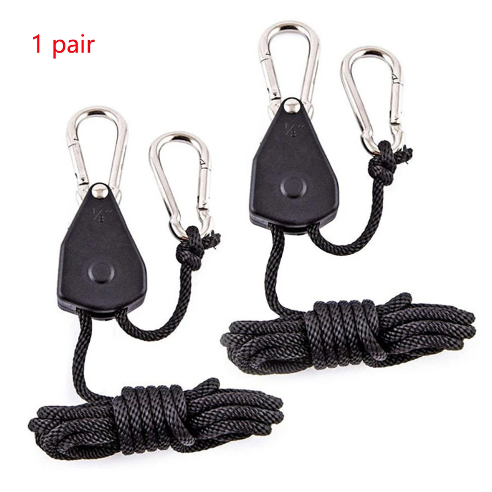 Adjustable With Cla Rope Hangers Hanging Light Reinforced Duty Pulley Ratchet Grow