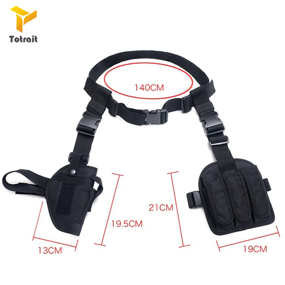 Tactical Drop Leg Holster Set with Belt Pistol Holder Adjustable Airsoft Military Thigh Nylon Bag Utility Pocket Accessories