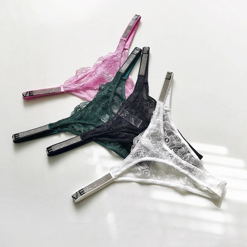 Lace Sexy Girls G String Women Panties Seamless Underwear Rhinestone Letter Transparent Thong For Female Low Rise Ladies Briefs seamless panties,lace panties,female underwear,women panties,womens underwear