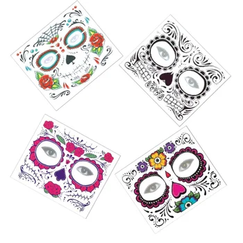 

4PCS Halloween Facial Tattoo Stickers Lasting Waterproof Temporary Tattoos Decorative Sticker