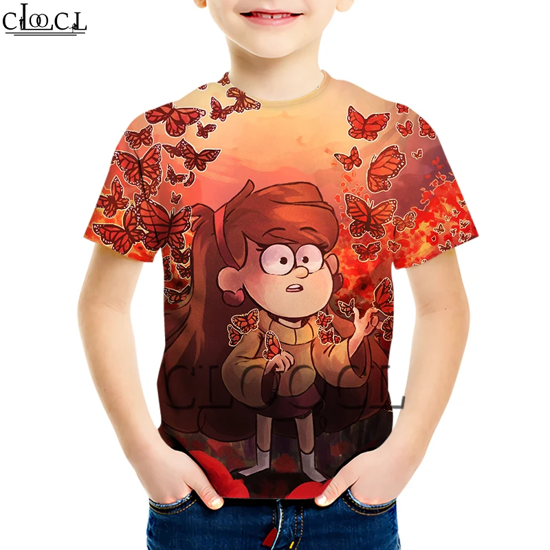Детские футболки с рисунком из аниме «Гравити Фолз»; креативная детская одежда с 3D принтом для мальчиков и девочек; свитшот с короткими рукавами; Повседневные детские топы