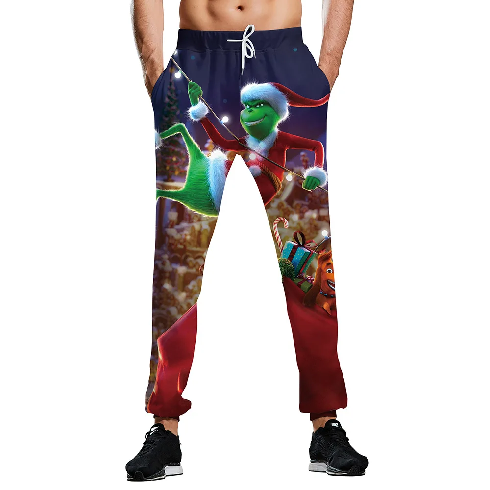 

Christmas Night Green Hair Monster Cartoon Pants Casual Sports 100 Set Casual Pants