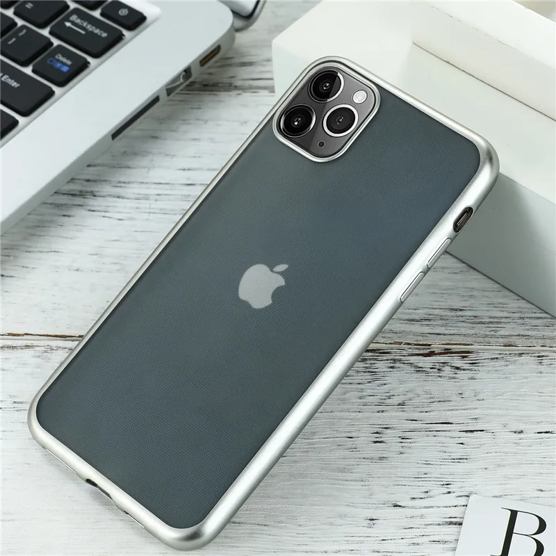 TPU Matte Case for iPhone 11 Pro Max Case Set Transparent Silicone Case Shockproof Case for iPhone X XR XS Max 8 7 6 6S Plus - Цвет: Серебристый