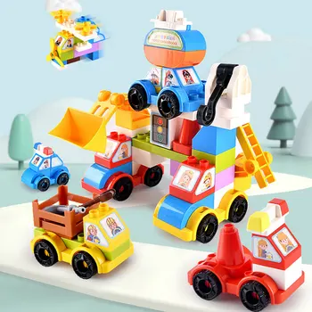 

68PCS Funny DIY Plastic Car Vehicle Truck Building Blocks Bricks Early Educational Toy for Kids Children Role Pretend Play Gift