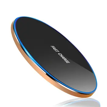 

Mobile Phone Wireless Charger Desktop Round Aluminum Alloy 10W Wireless Fast Charging Breathing Light