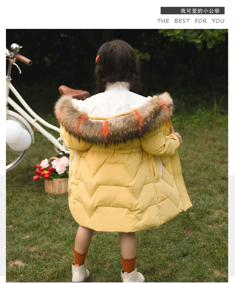 Теплая куртка-пуховик для девочек, зимнее пальто с мехом для больших девочек, зимние куртки для детей-подростков, детские пальто, размер 6, 8, 10, 12, 14 лет, A15