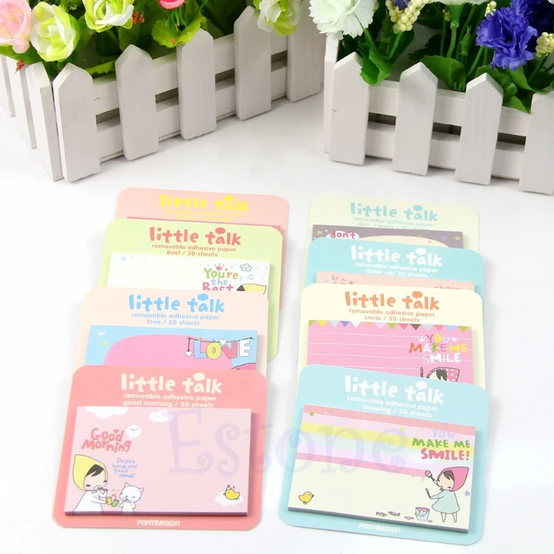 

1pc New Random Cute Little Talk Girl Sticker Memo Pads Point It Notes 30 Sheets