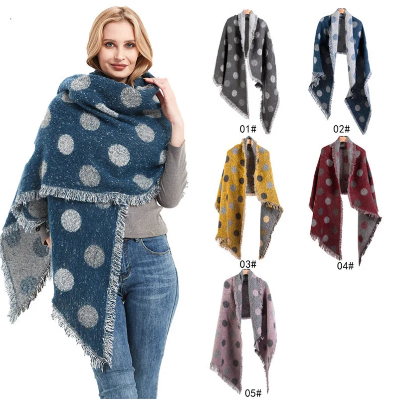 

Winter Scarf Women Loop Yare Warm Pashmina Big Dot Foulard Female Scarves Wraps Thick Soft Bufanda Bevel Angle Shawls