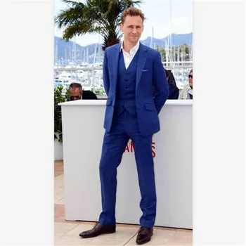 

New Classic Men’s Suit Smolking Noivo Terno Slim Fit Easculino Evening Suits For Men Blue Best Man Groomsman Wedding/Prom Groom