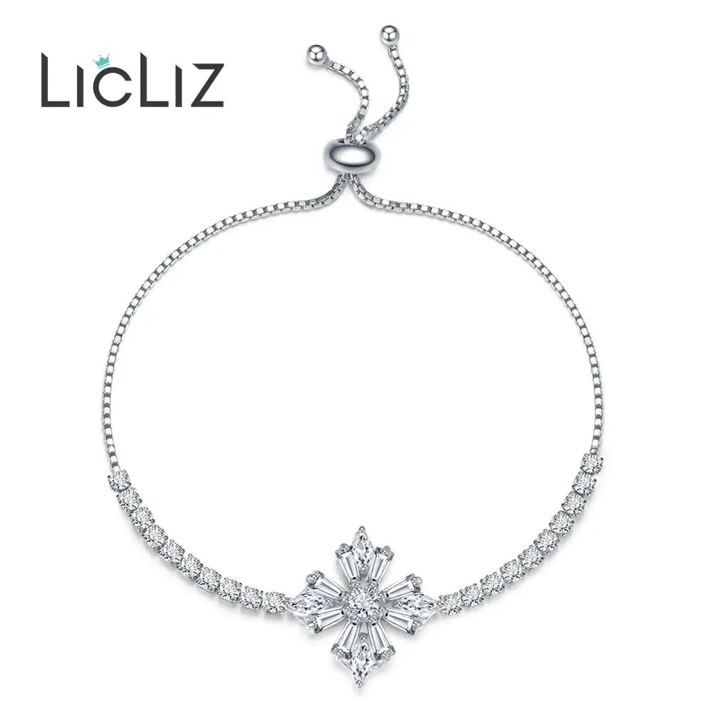 LicLiz модные уникальные циркониевые регулируемые браслеты с крестом для женщин, покрытые фианитами, цепочка из белого золота, очаровательные подарочные украшения LUB0213