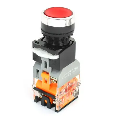 

DPST Latching Round Head Operator Red Light Push Button Switch 660V 10A