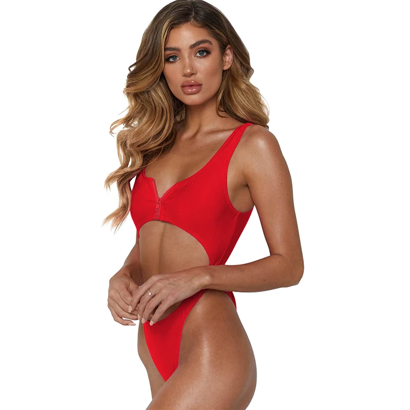 

Hot2019 One Piece Swimsuit Swimwear Women Halter One Piece High cut Deep V Sexy Swimsuit Set Push Up Bandage Bathing Suit