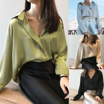 

Fashion Pullover Loose V Neck T-Shirt Top Long Sleeve Blouse Casual Womens Shirt Chiffon Tops Shirt Casual Blouse Tee Shirts
