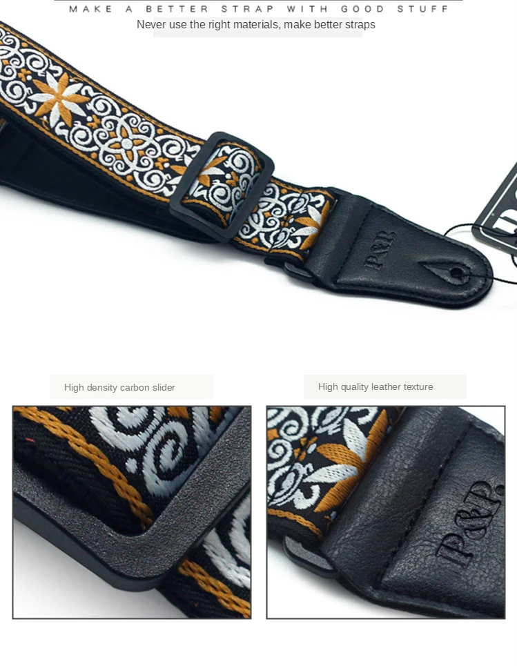Embroidered guitar strap national style shoulder strap ribbon musical instrument strap guitar strap instrument