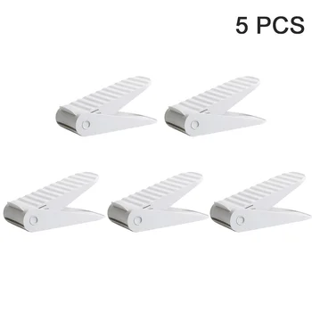 

5pcs Adjustable Height Non Slip Shoebox Rack Storage Holder Slipper Space Saving Closet Sneaker Shoe Slots Organizer Living Room