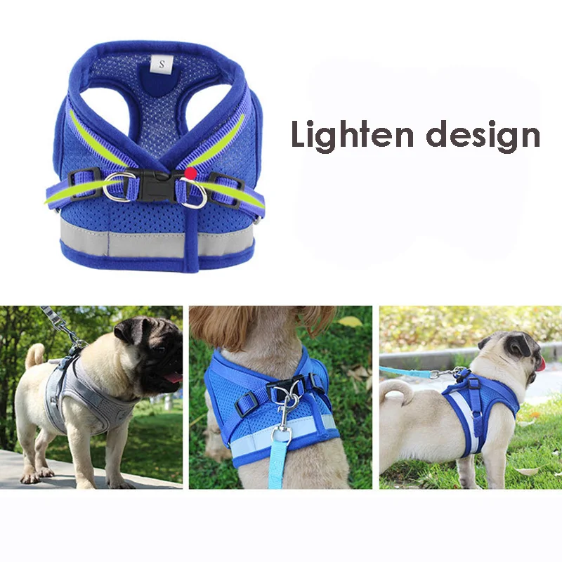 No Pull Puppy Dog Harness Leash Padded Vest Harness for Small Dogs Chihuahua Pug Reflective Nylon Mesh Vest Harness Pet Supplies