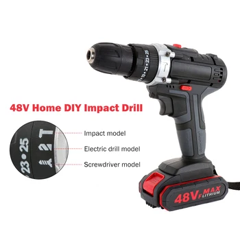 48VF Wireless Cordless Electric Drill Impact Drill Screwdriver Lithium Battery Cordless Drill Set with 11/20/32pcs Accessories 2