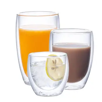 

250/350/450ml wine glass cup Milk Coffee Double Layer Insulation Water Glass Cup Mug Drinkware whiskey glass vasos de vidrio