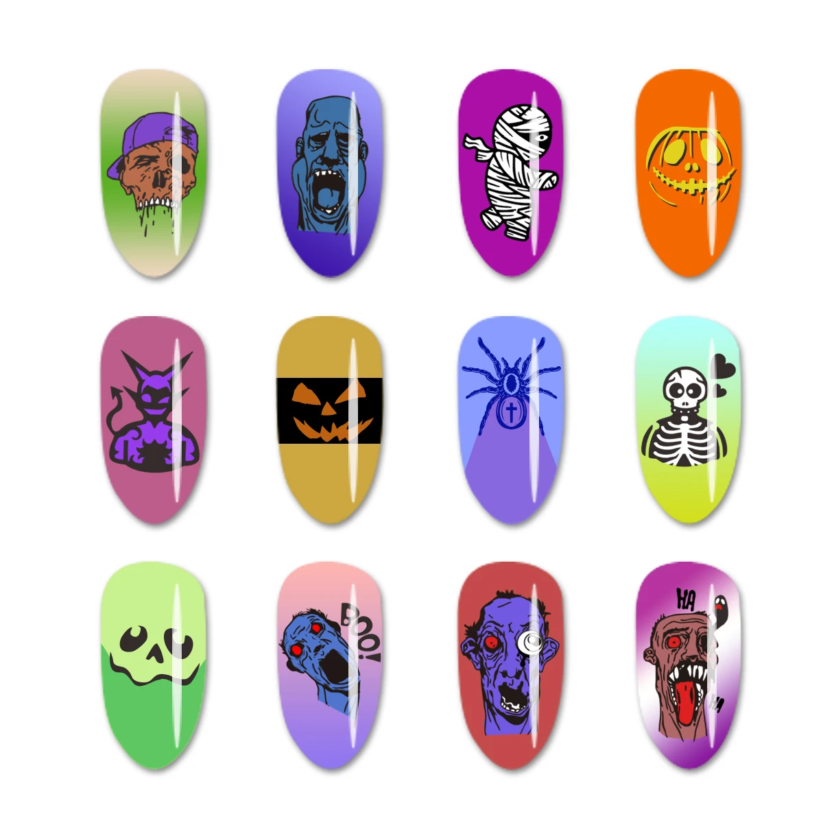 BeautyBigBang Halloween XL-001 Stamping Plates Devil Pumpkin Zombies Image Stainless Steel Stencil Nail Art Stamp Template 2
