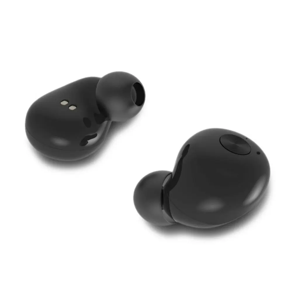 Черный Мини Bluetooth наушники спортивные беспроводные стерео музыкальные наушники-вкладыши с шумоподавлением с микрофоном с портативным зарядным устройством - Цвет: Черный
