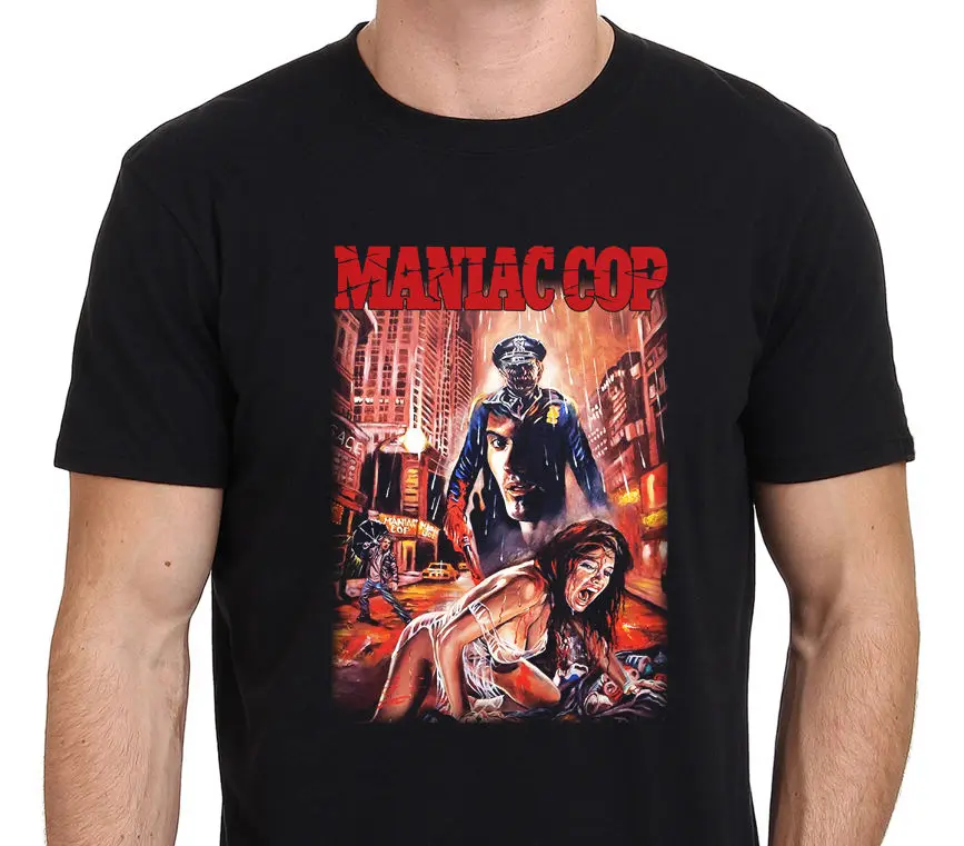 Maniac Cop ужасная футболка черный Размер: S-to-3XL Футболка Мужская s 2017 новые футболки с