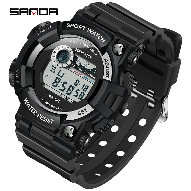 

SANDA Children's Fashion Sports and Leisure Watch LED Digital Quartz Watch Student Alarm Clock Boy and Girl Waterproof Watch
