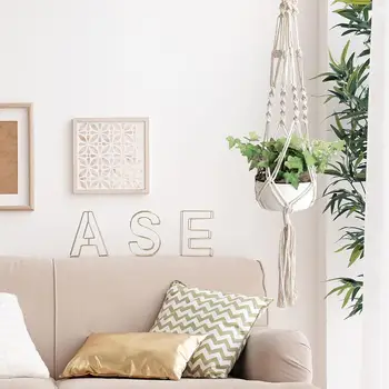 

3pcs Hand Weaving Tassels Planter Hanging Basket Hemp Rope Flower Pot Holder Balcony Plant Hanger Home Garden Decoration