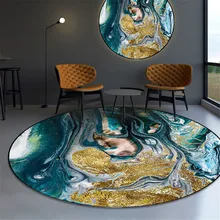3D мраморный абстрактный круглый ковер натуральный пейзаж зеленый золотой ковер для гостиной современный Противоскользящий детский коврик