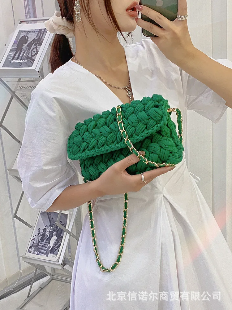 Bags for Women Hand Woven Bag Strip Thread Hook Knitted Women's Shoulder/Crossbody Bag Clutch Bag bag