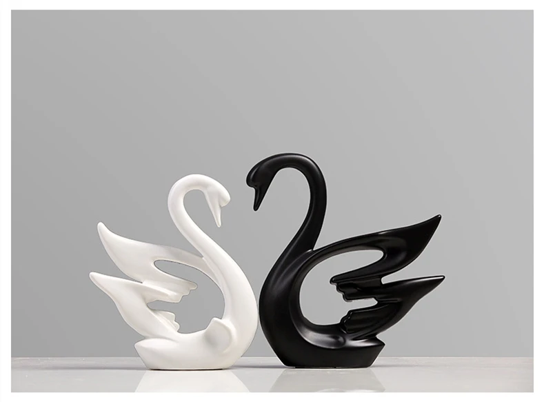 VILEAD 21 см 24 см 2 шт./компл. керамические пары лебедей фигурки черно-белые в скандинавском стиле украшения свадебные подарки креативный Декор для гостиной