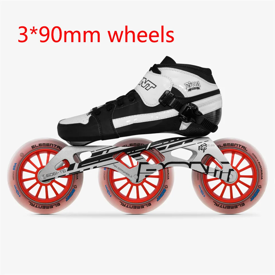 black-white 3-90mm Оригинальные Bont преследование 3*90/100/110 мм профессиональные скоростные роликовые коньки Heatmoldable углеродного волокна Гонки Patines дети Для мужчин для взрослых - Цвет: black-white 3-90mm