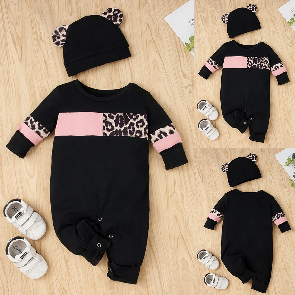 Conjuntos de ropa de otoño para bebés, ropa negra de algodón de leopardo nacidos, mameluco para niñas, ropa de bebé infantil, Mono|set de ropa| - AliExpress