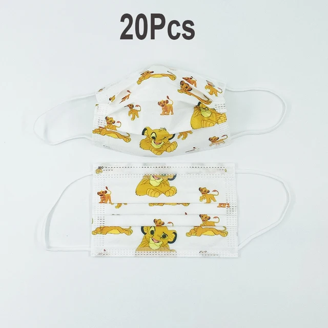 20/50Pcs Children's Disposable Face Shield Masks Disney Anime Lion King Kids Cartoon Masque 3 Lay fabric Mascara Kids 20 Pattern A