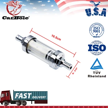 

CARBOLE 5/16" Universal Chrome Glass Clearview Fuel Filter Petrol Diesel Inline Reusable Filter Element Material Nylon