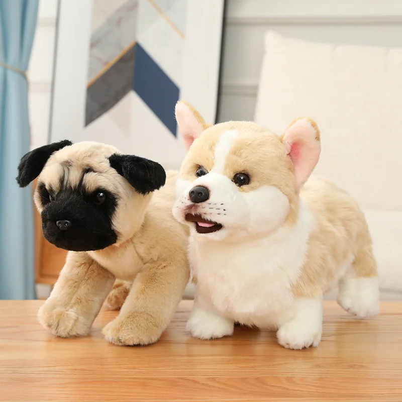 

1pc 25-35CM Simulation Dog Plush Toys Pug Poodle Corgi Bulldog Golden Retriever Dolls Stuffed Soft Animal Toy for Children Baby